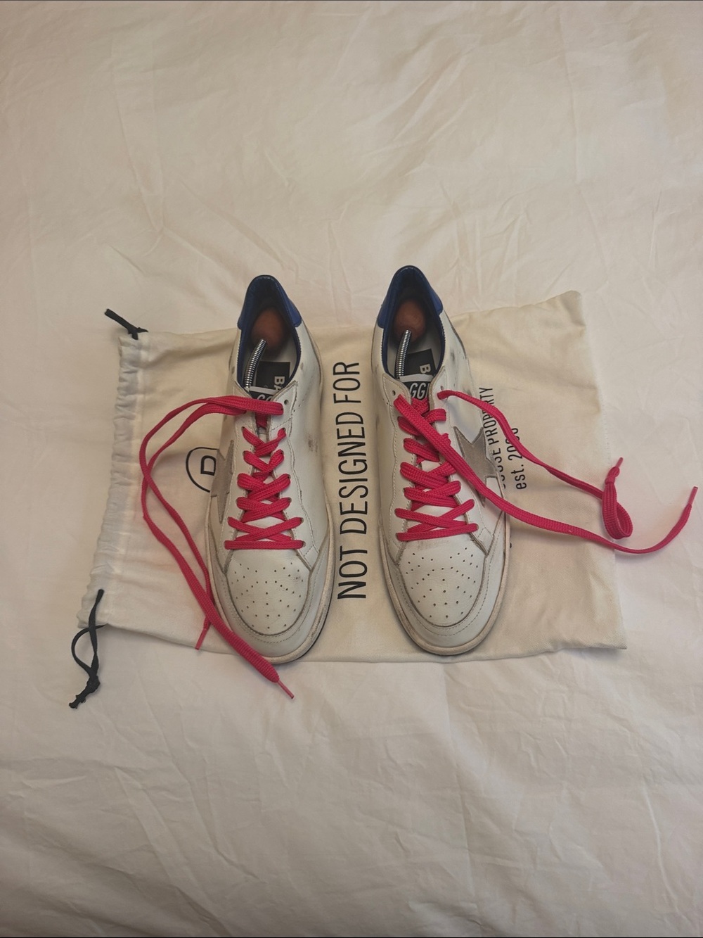 Like New Golden Goose White Sneakers with Pink Laces